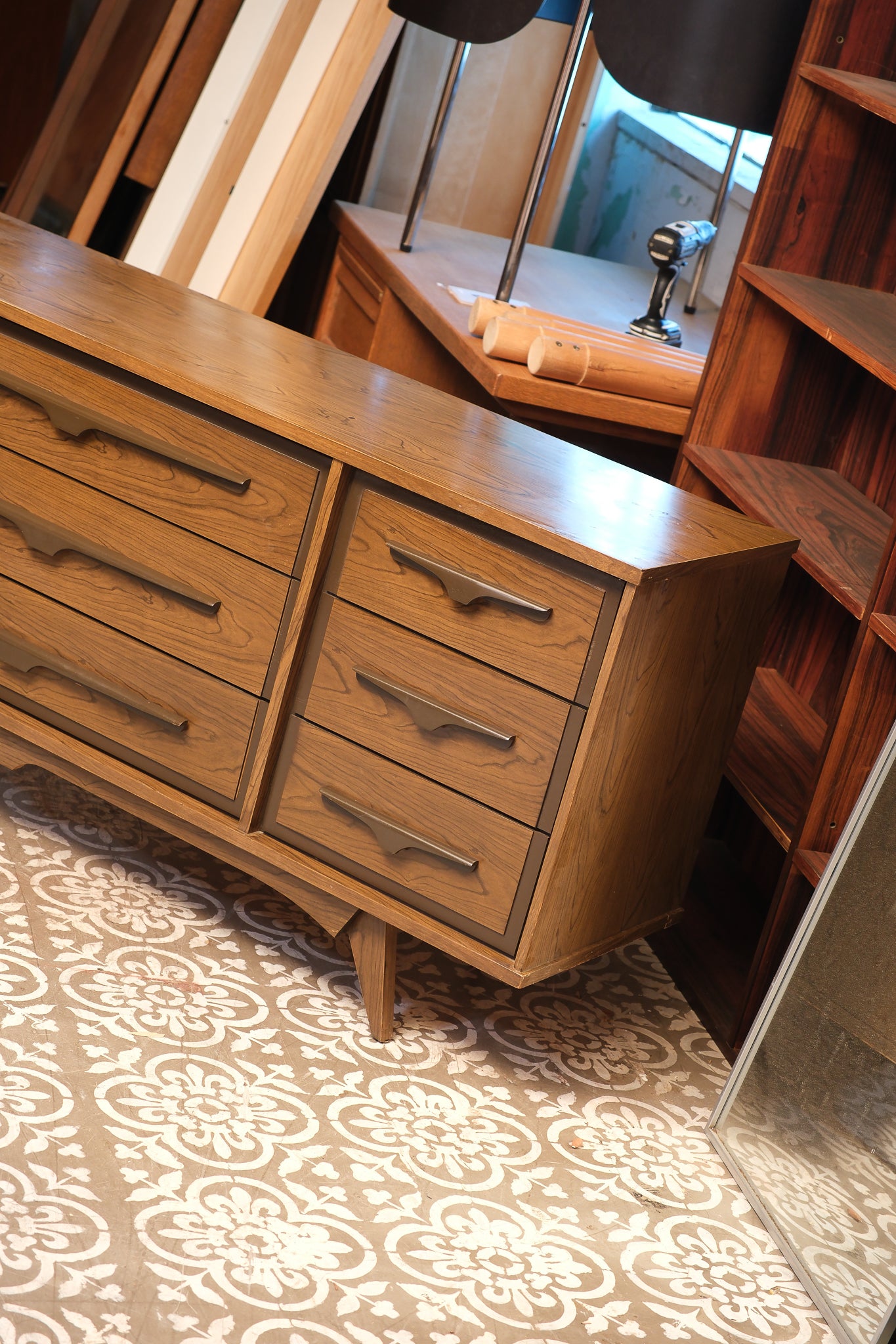 MCM Dark Walnut Wide Dresser