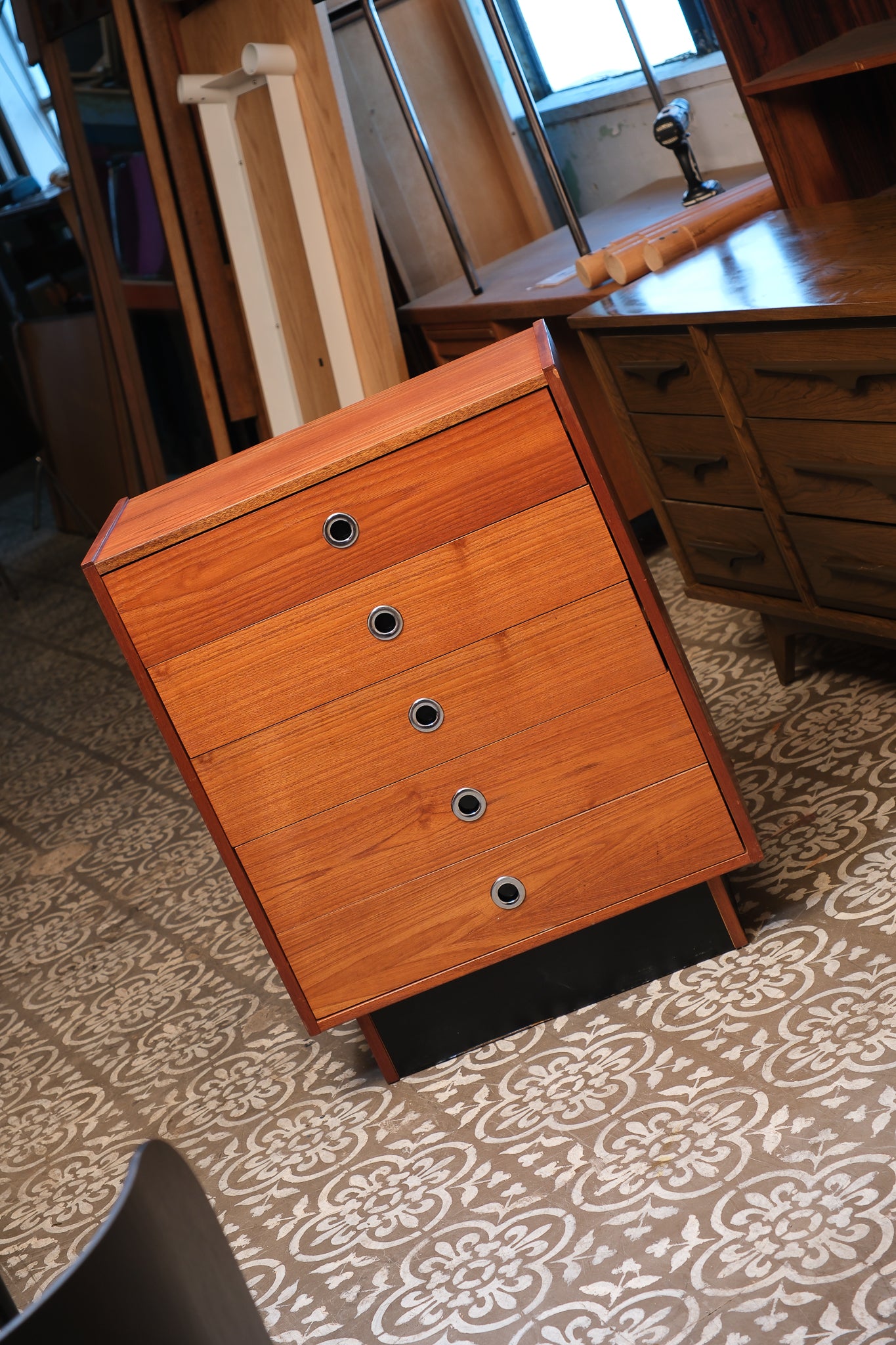MCM Teak Tallboy Dresser By Rs Associates