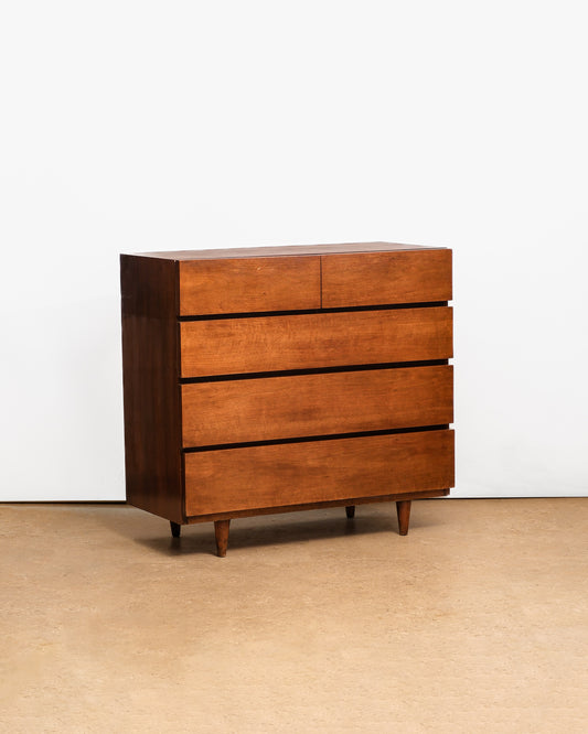 MCM Black Walnut Tallboy Dresser By American