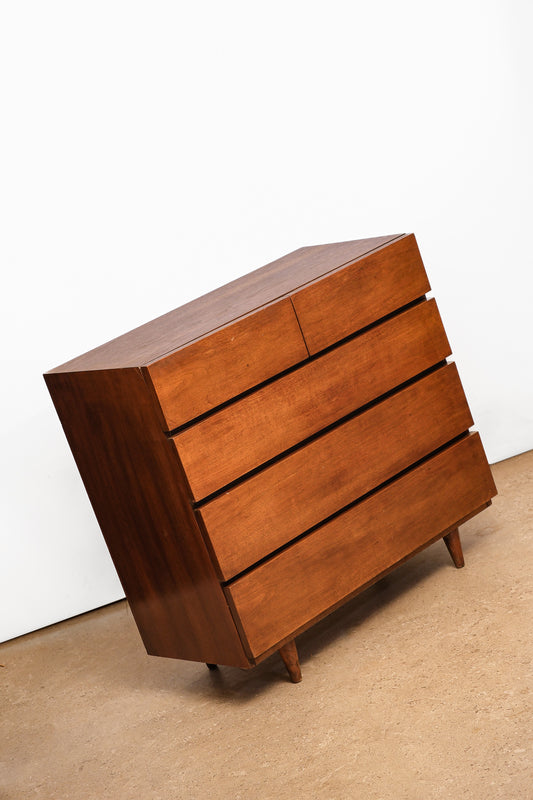 MCM Black Walnut Tallboy Dresser By American