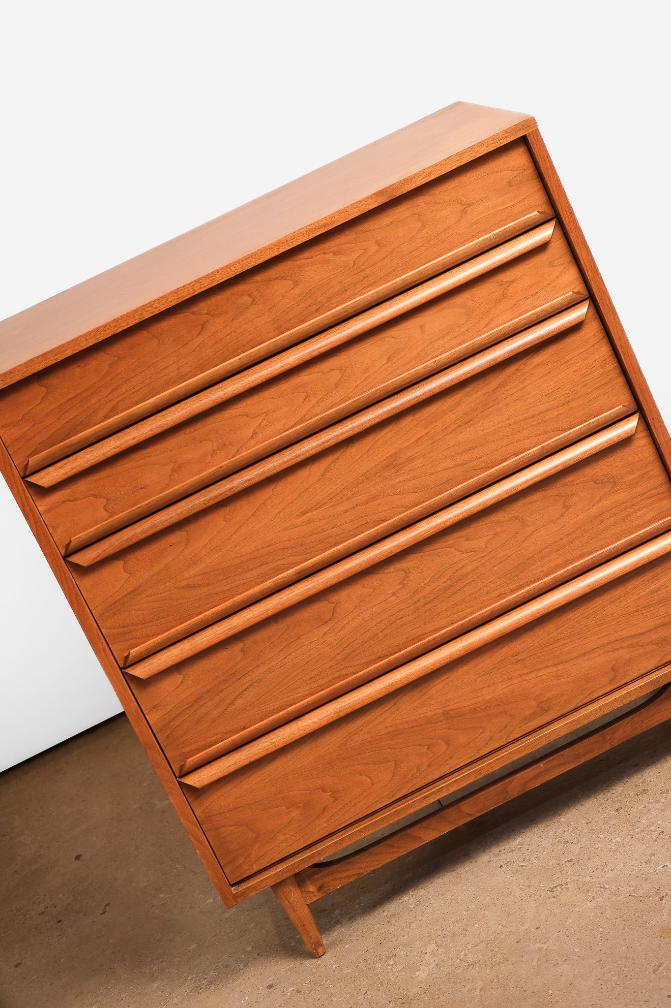 MCM Walnut Tallboy Dresser By Gibbard