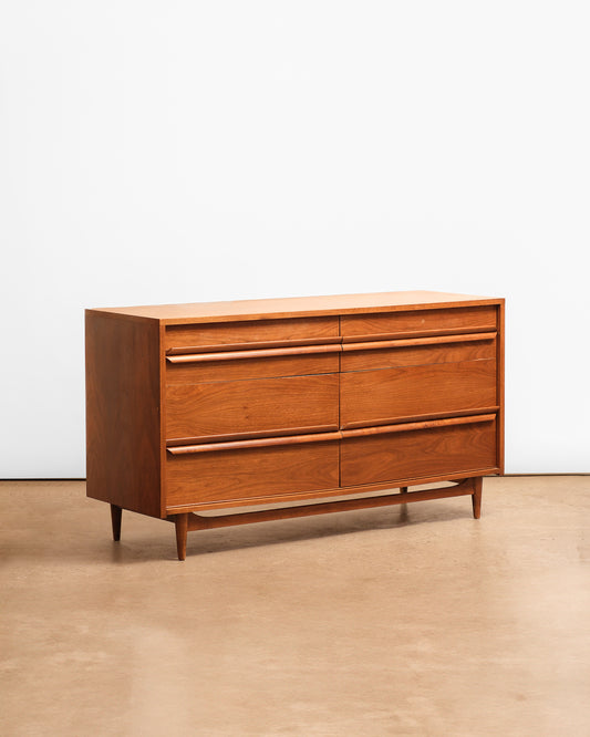MCM Solid Walnut Wide Dresser By Gibbard
