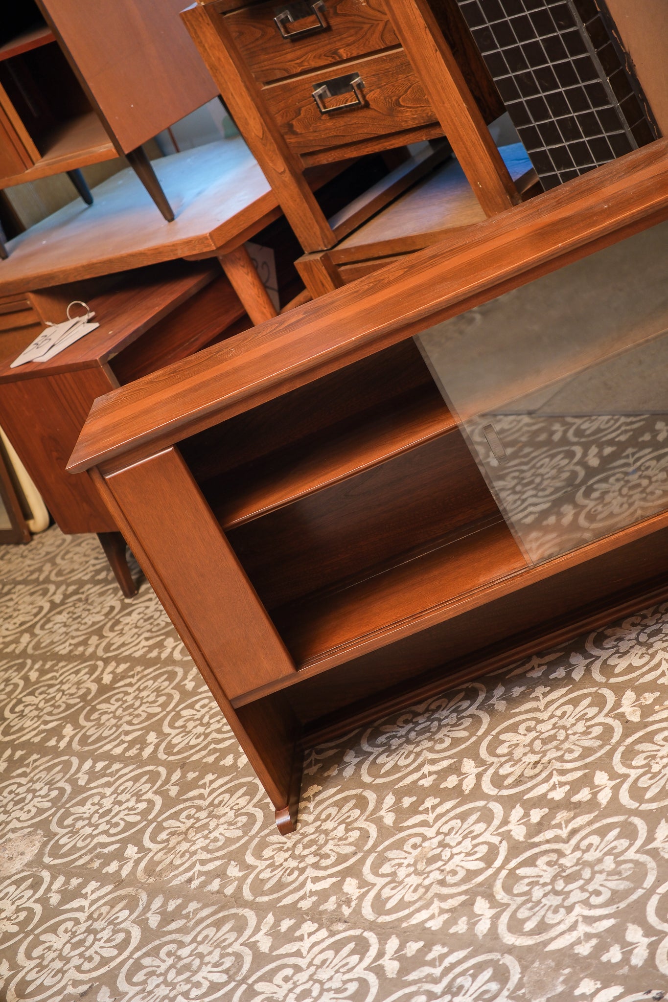 MCM Dark Walnut Glass Cabinet By Knetchel