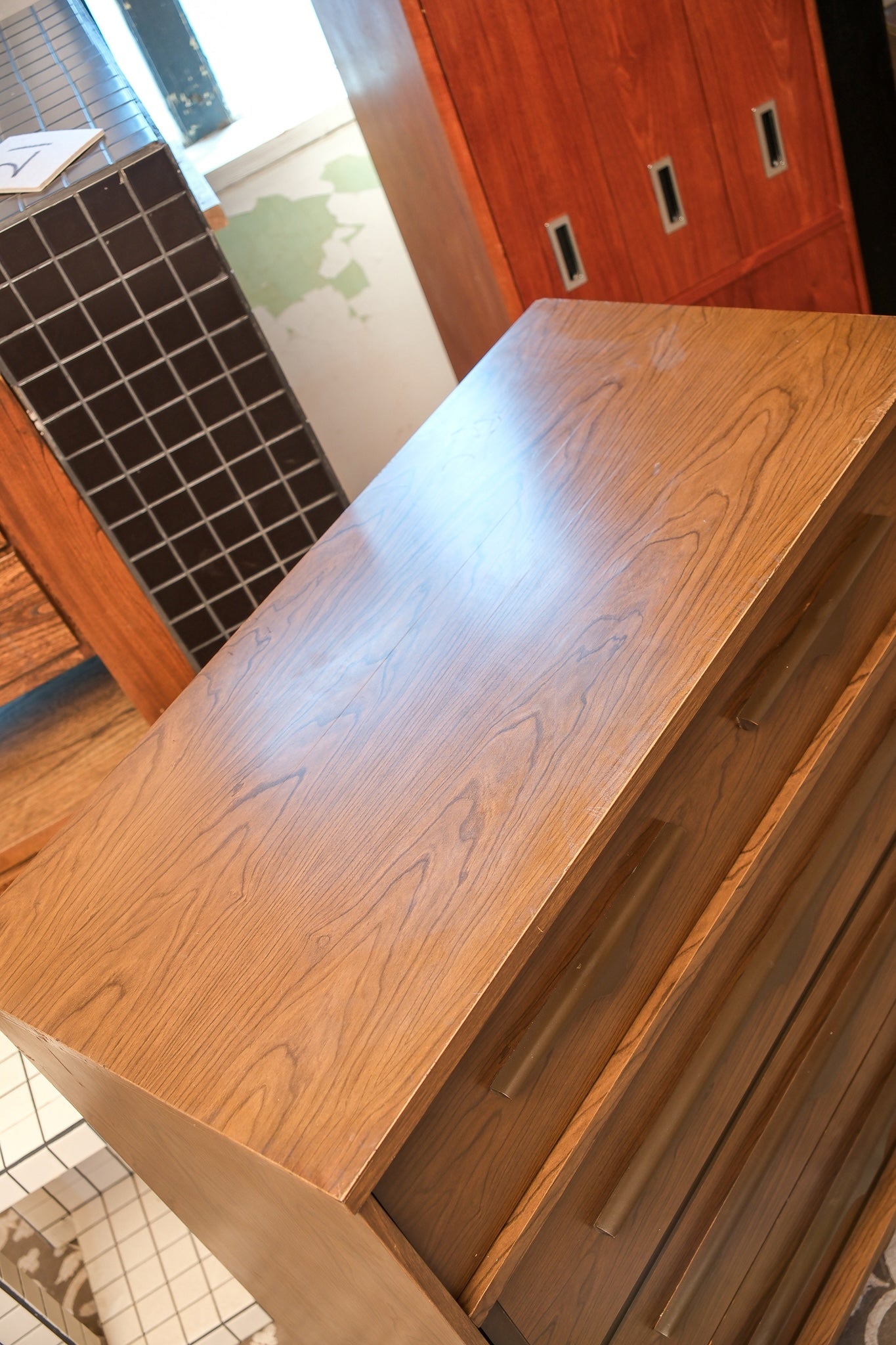 MCM Dark Walnut Tallboy Dresser
