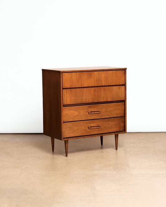 MCM Dark Walnut Tallboy Dresser By Vic Art